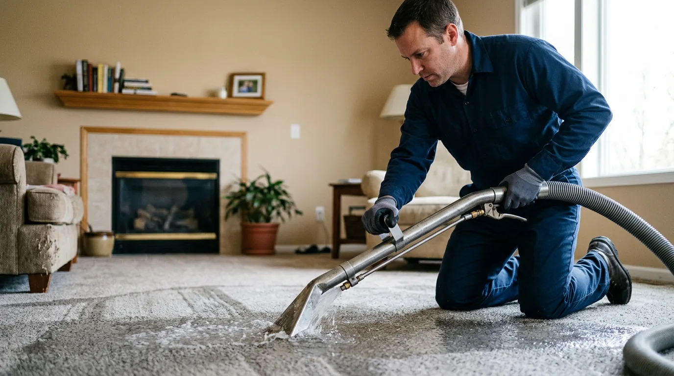 Water damage restoration technician working near Thorofare, NJ